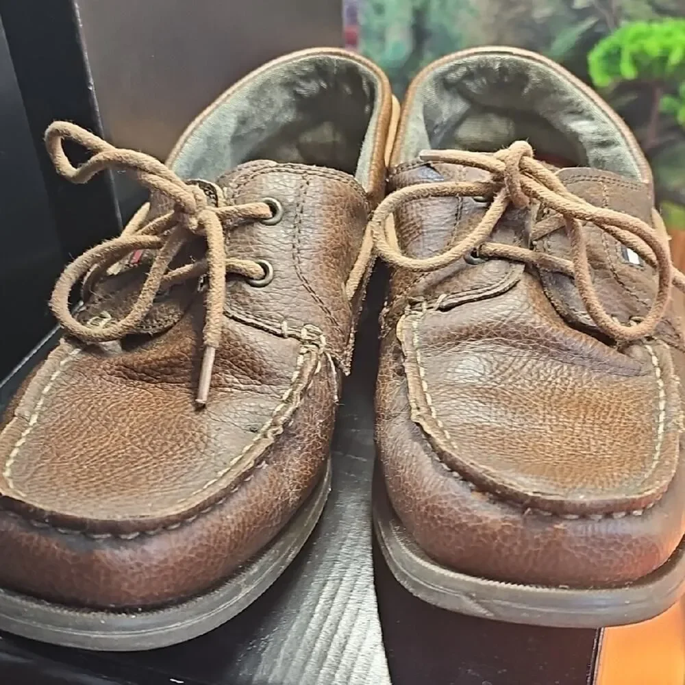 Tommy Hilfiger Brown Leather Boat Shoes